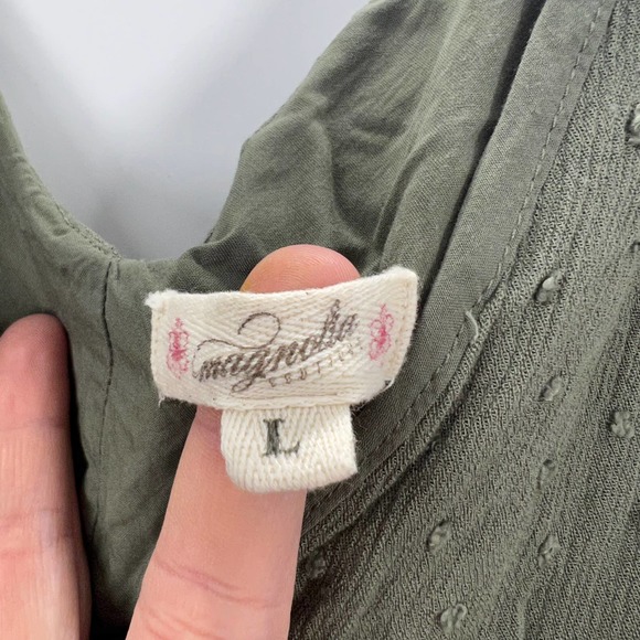 Magnolia Boutique Dark Sage Green Ruffle Cap Sleeve Short Dress Spring Large - Picture 3 of 7